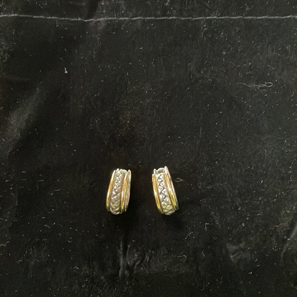 Scott Kay Two Tone woven huggie earrings